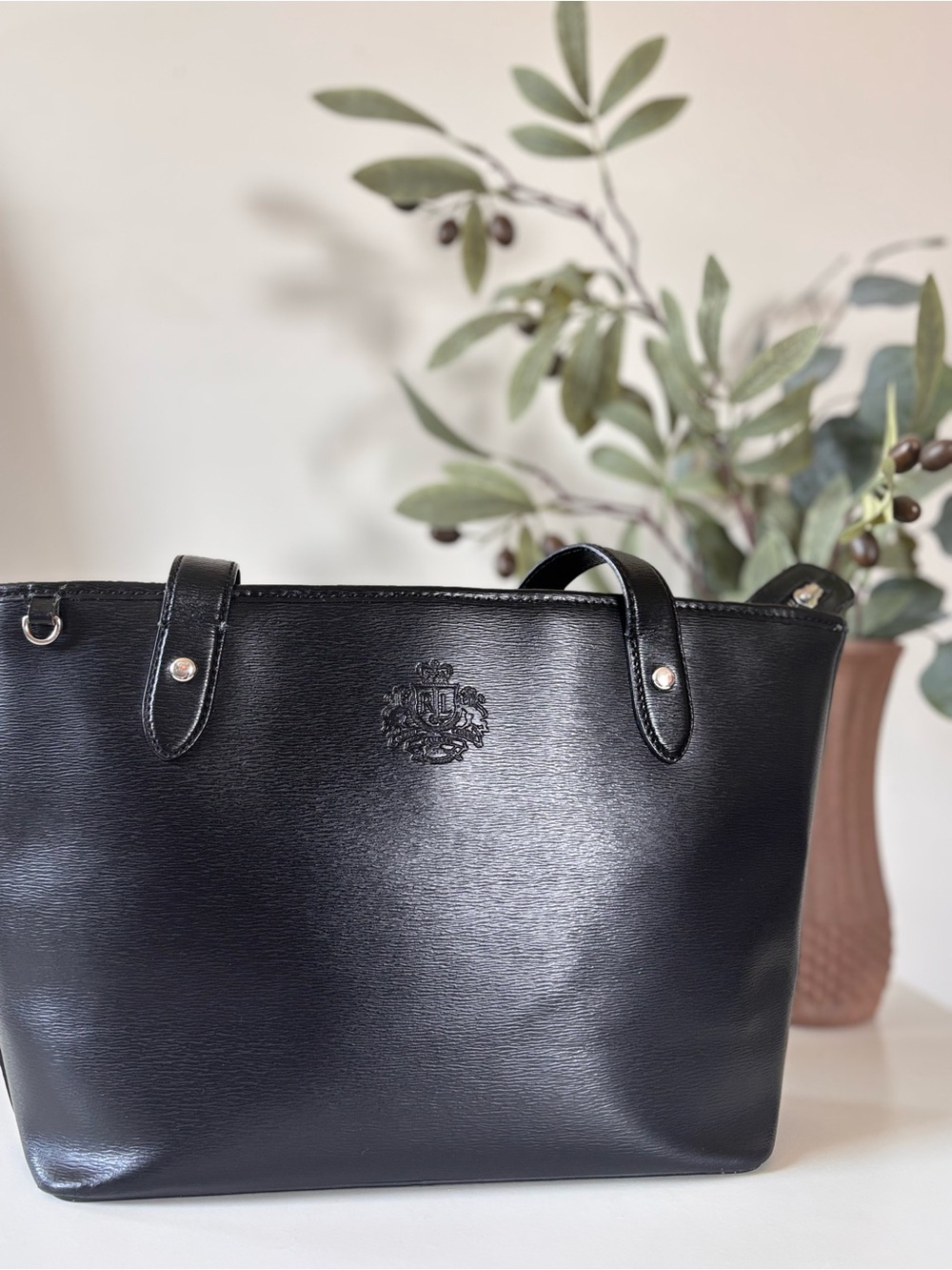 Lauren Ralph Lauren Black Leather Tote Bag